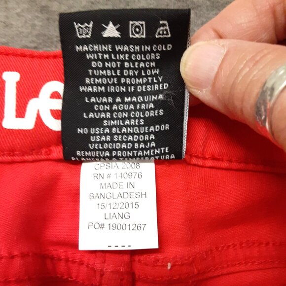Lee Bermuda Jean Girls Shorts Size 12, Red, Pockets, Button /Zip Closure - Picture 6 of 11
